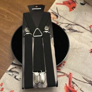 Black Elastic Suspenders with Cat Design
